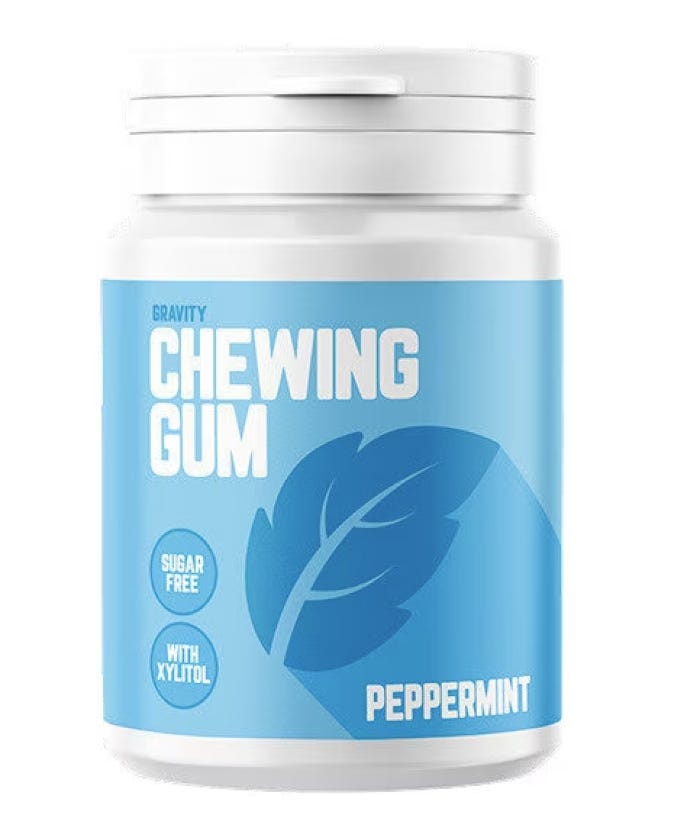 Gravity Peppermint Gum Tub, (40 Pieces)